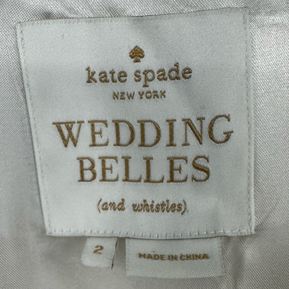 Kate Spade Wedding Belles Aubrey Wrap Ruffle Silk Cotton Dress Cream 2 | A440 - Picture 2 of 7